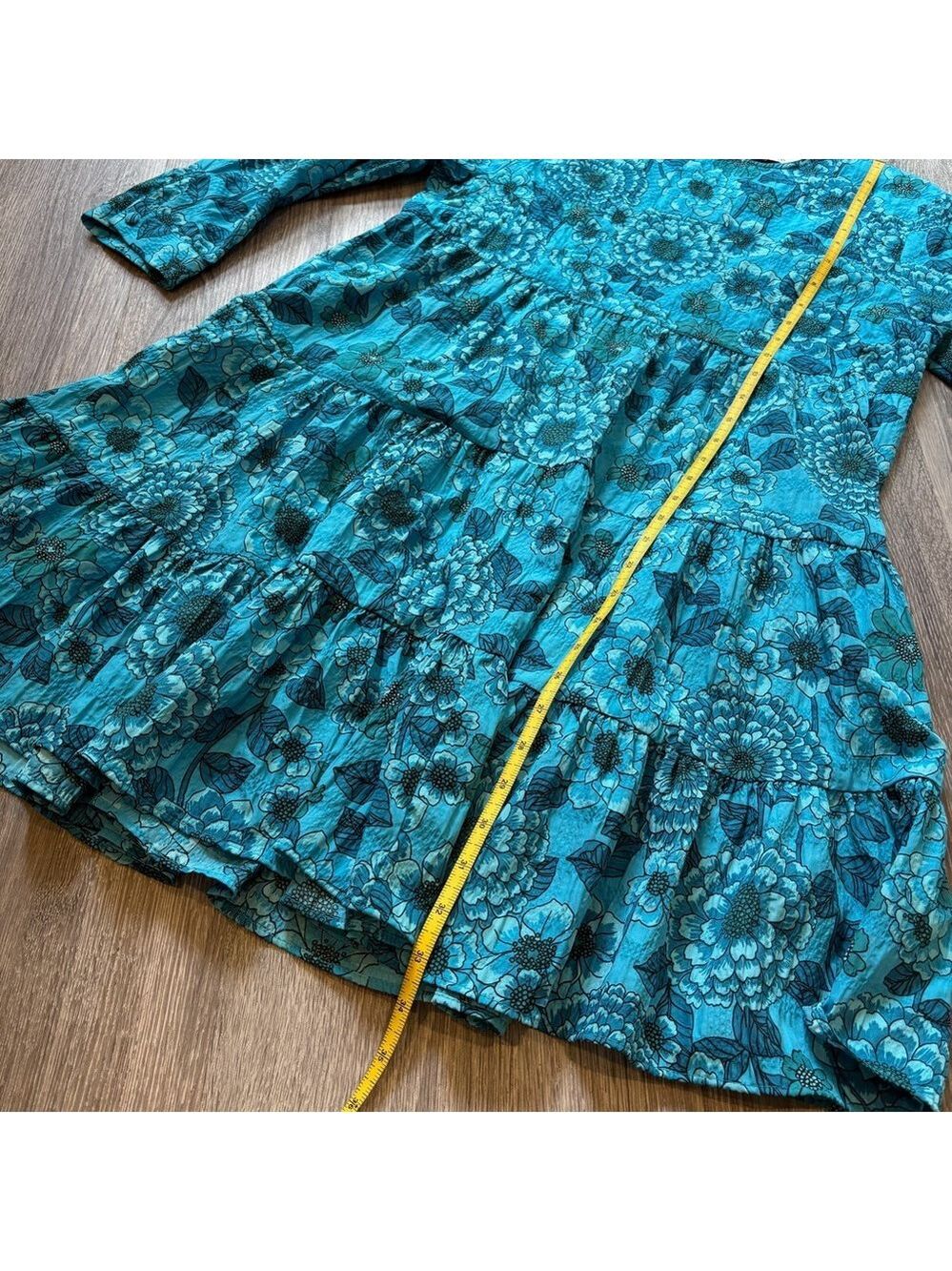 Zara Blue Floral Tiered Mini Babydoll Dress Size S - Picture 6 of 6